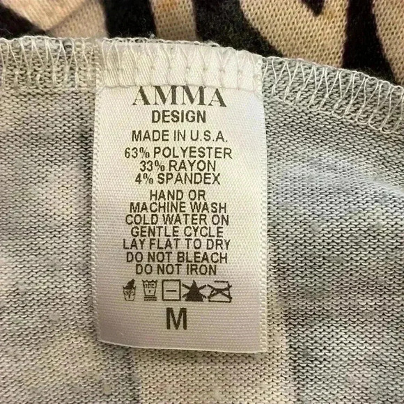 Amma Womens Black Cream Zebra Floral Print Midi High Low Comfortable Dress M - Picture 3 of 12